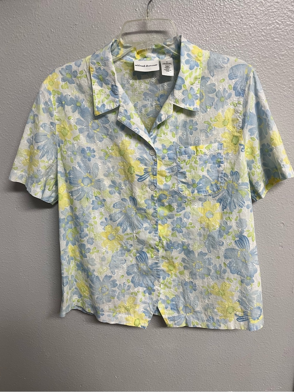 Alfred Dunner Floral Top Embrodiery Details Short-Sleeve Blouse